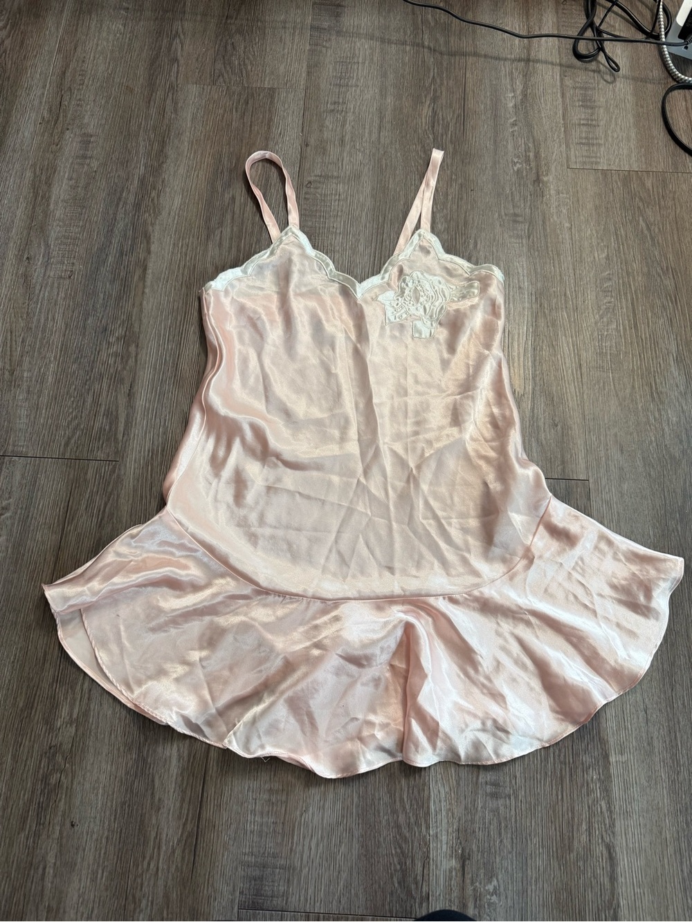 Vintage Victoria’s Secret Pink Satin Beaded Slip Dress Nightgown